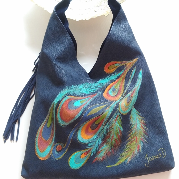 Vegan Leather painted handbag. - Picture 1 of 2